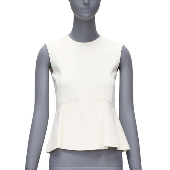 Old Céline Phoebe Philo 2012 White Peplum Sleeveless Fitted Top - Picture 2 of 8